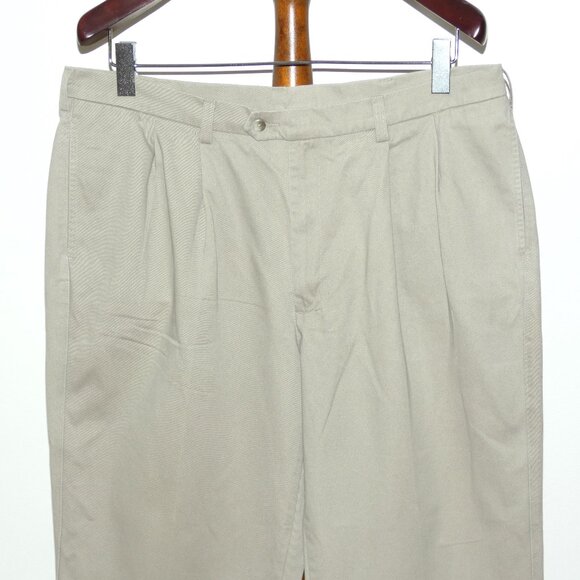 Savane Motion Tan Khaki Pleated Cuffed Pants - Picture 3 of 6